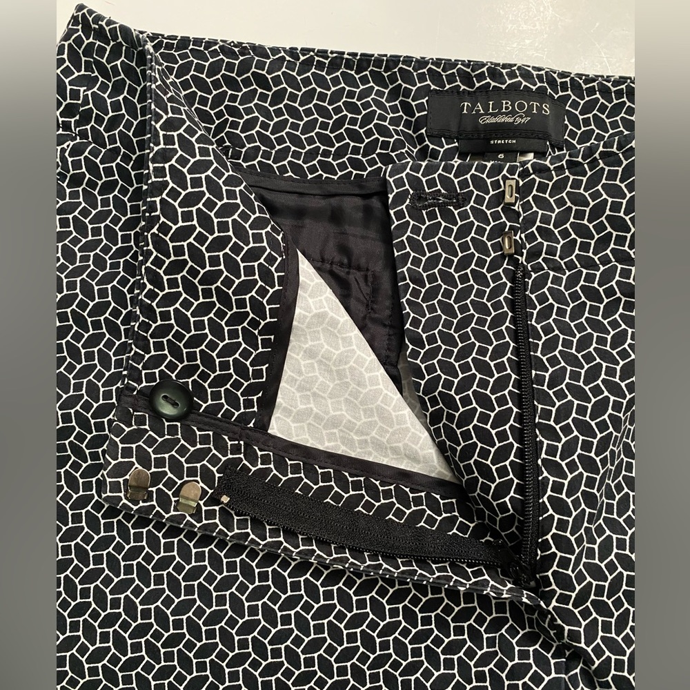 Talbots Black Geometric Pattern Pants (Stretch), … - image 6